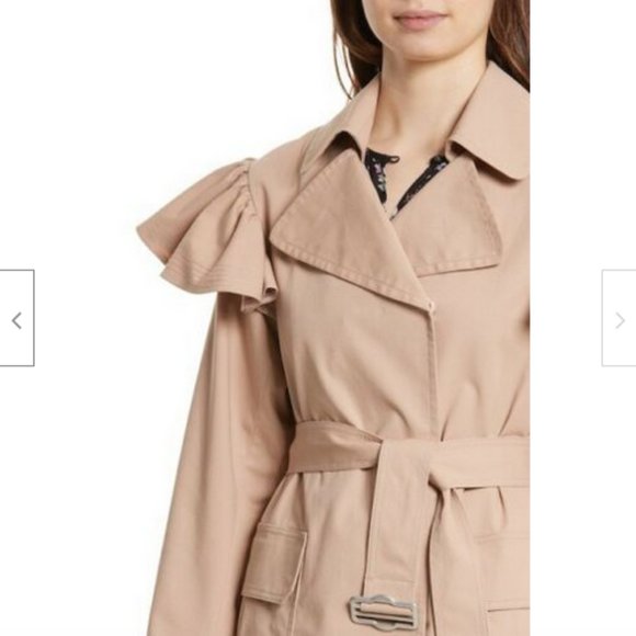Rebecca Taylor Cotton Faille Ruffle Trench Coat S - Picture 6 of 6